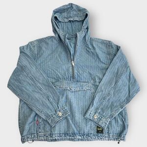 Levis Sutro "In The Sky" Seersucker Striped Denim Hooded Anorak Mens size S New